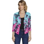 Colorful Splashes Grunge, Abstract Art Women s Casual 3/4 Sleeve Spring Jacket