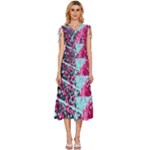 Colorful Splashes Grunge, Abstract Art V-Neck Drawstring Shoulder Sleeveless Maxi Dress