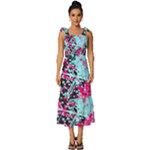 Colorful Splashes Grunge, Abstract Art Tie-Strap Tiered Midi Chiffon Dress