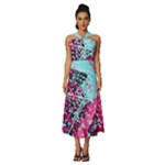 Colorful Splashes Grunge, Abstract Art Sleeveless Cross Front Cocktail Midi Chiffon Dress