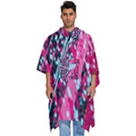 Colorful Splashes Grunge, Abstract Art Men s Hooded Rain Ponchos