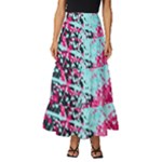 Colorful Splashes Grunge, Abstract Art Tiered Ruffle Maxi Skirt