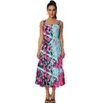 Colorful Splashes Grunge, Abstract Art Square Neckline Tiered Midi Dress