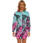 Colorful Splashes Grunge, Abstract Art Womens Long Sleeve Shirt Dress