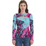 Colorful Splashes Grunge, Abstract Art Women s Cut Out Long Sleeve T-Shirt