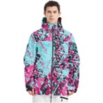 Colorful Splashes Grunge, Abstract Art Men s Multi Pockets Zip Ski and Snowboard Waterproof Breathable Jacket