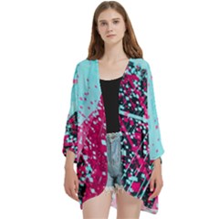 Open Front 3/4 Sleeve Batwing Chiffon Cardigan Kimono 