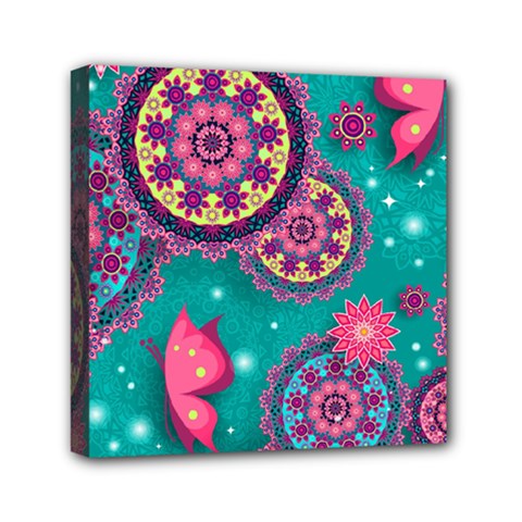 Floral Pattern, Abstract, Colorful, Flow Mini Canvas 6  x 6  (Stretched) from ArtsNow.com