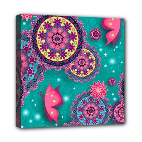 Floral Pattern, Abstract, Colorful, Flow Mini Canvas 8  x 8  (Stretched) from ArtsNow.com