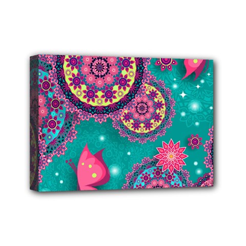 Floral Pattern, Abstract, Colorful, Flow Mini Canvas 7  x 5  (Stretched) from ArtsNow.com