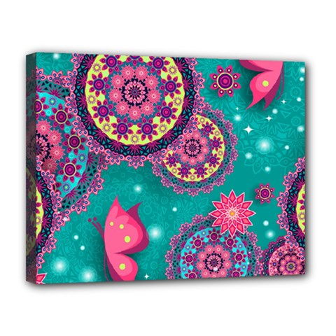 Floral Pattern, Abstract, Colorful, Flow Canvas 14  x 11  (Stretched) from ArtsNow.com