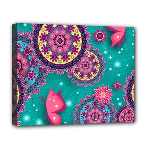 Floral Pattern, Abstract, Colorful, Flow Deluxe Canvas 20  x 16  (Stretched) from ArtsNow.com