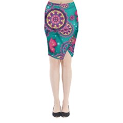 Floral Pattern, Abstract, Colorful, Flow Midi Wrap Pencil Skirt from ArtsNow.com