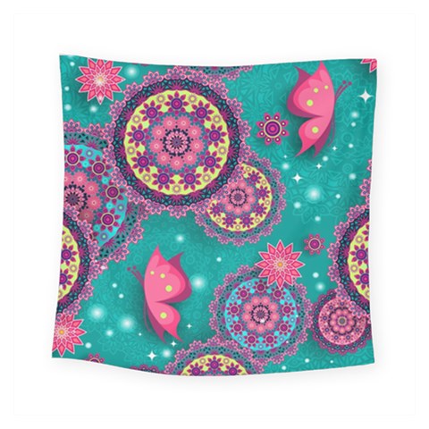 Floral Pattern, Abstract, Colorful, Flow Square Tapestry (Small) from ArtsNow.com