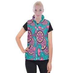 Floral Pattern, Abstract, Colorful, Flow Women s Button Up Vest from ArtsNow.com