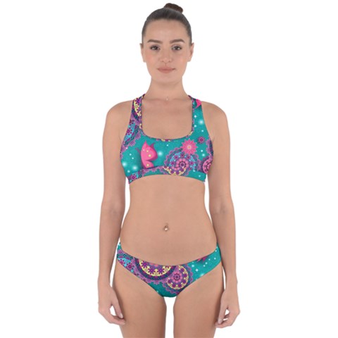 Floral Pattern, Abstract, Colorful, Flow Cross Back Hipster Bikini Set from ArtsNow.com