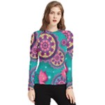 Floral Pattern, Abstract, Colorful, Flow Women s Long Sleeve Rash Guard