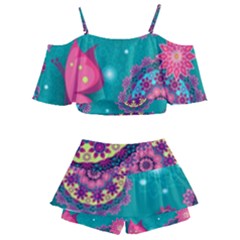 Kids  Off Shoulder Skirt Bikini 