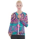 Floral Pattern, Abstract, Colorful, Flow Casual Zip Up Jacket