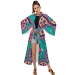 Floral Pattern, Abstract, Colorful, Flow Maxi Kimono