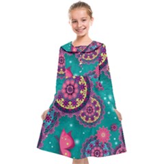 Floral Pattern, Abstract, Colorful, Flow Kids  Midi Sailor Dress from ArtsNow.com