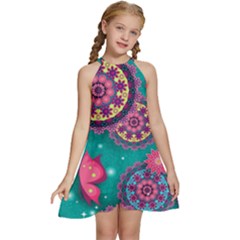 Kids  Halter Collar Waist Tie Chiffon Dress 