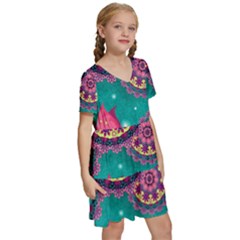 Kids  Short Sleeve Tiered Mini Dress 