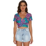 Floral Pattern, Abstract, Colorful, Flow V-Neck Crop Top