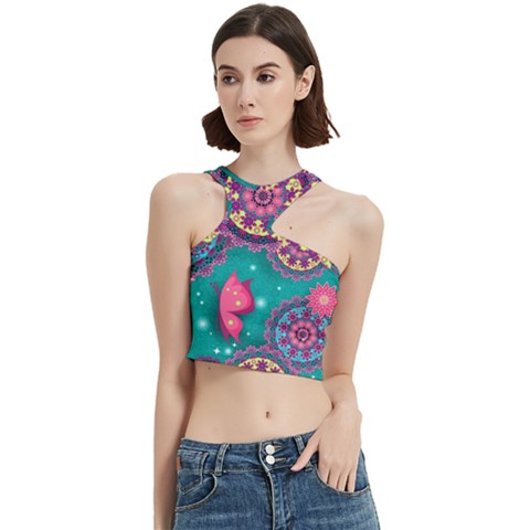 Floral Pattern, Abstract, Colorful, Flow Cut Out Top from ArtsNow.com