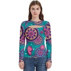 Floral Pattern, Abstract, Colorful, Flow Women s Cut Out Long Sleeve T