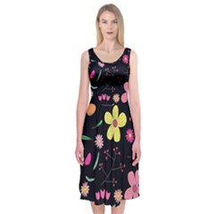 Foliage Pattern, Adorable Beautiful Midi Sleeveless Dress from ArtsNow.com