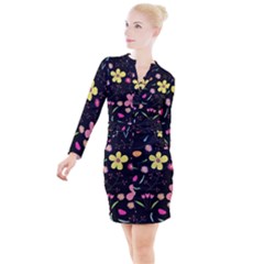 Button Long Sleeve Dress 