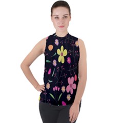 Mock Neck Chiffon Sleeveless Top 