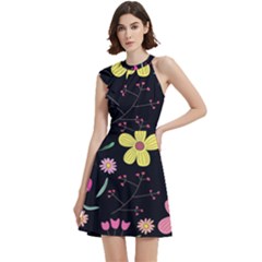 Cocktail Party Halter Sleeveless Dress With Pockets 