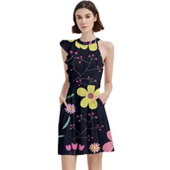 Cocktail Party Halter Sleeveless Dress With Pockets 