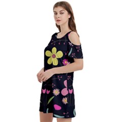 Women s Cold Shoulder Round Neck Mini Dress 