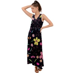 V-Neck Chiffon Maxi Dress 