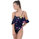 Foliage Pattern, Adorable Beautiful Drape Piece Swimsuit