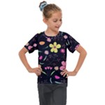 Foliage Pattern, Adorable Beautiful Kids  Mesh Piece T-Shirt