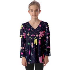 Kids  V Neck Casual Top 