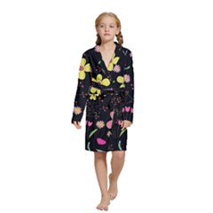 Foliage Pattern, Adorable Beautiful Kids  Long Sleeve Velvet Lounge Robe from ArtsNow.com