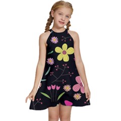 Kids  Halter Collar Waist Tie Chiffon Dress 