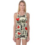 Love Abstract Background Love Textures One Piece Boyleg Swimsuit