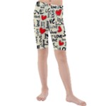 Love Abstract Background Love Textures Kids  Mid Length Swim Shorts