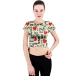 Love Abstract Background Love Textures Crew Neck Crop Top