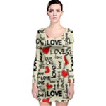 Love Abstract Background Love Textures Long Sleeve Bodycon Dress