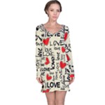 Love Abstract Background Love Textures Long Sleeve Nightdress