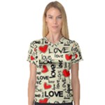 Love Abstract Background Love Textures V-Neck Sport Mesh T-Shirt