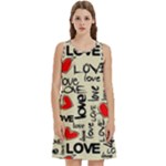 Love Abstract Background Love Textures Round Neck Sleeve Casual Dress With Pockets