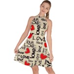 Love Abstract Background Love Textures Sleeveless Halter Neck A-Line Dress